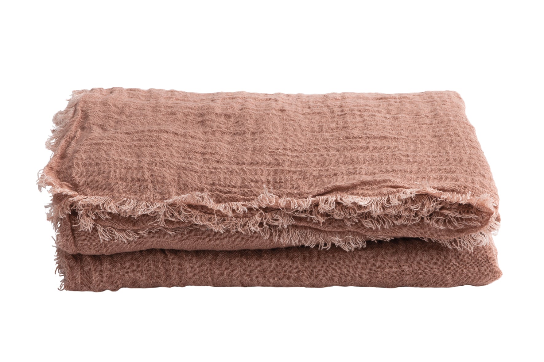 Fringed Plaids Washed Linen Gauze Maison de Vacances