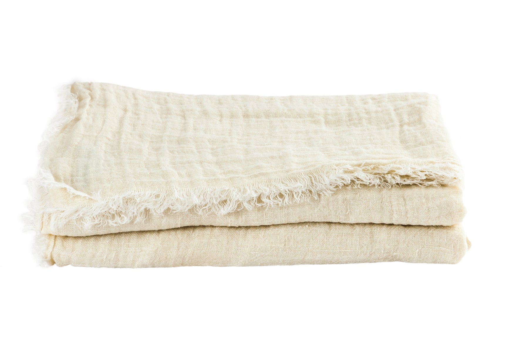 Fringed Plaids Washed Linen Gauze Maison de Vacances