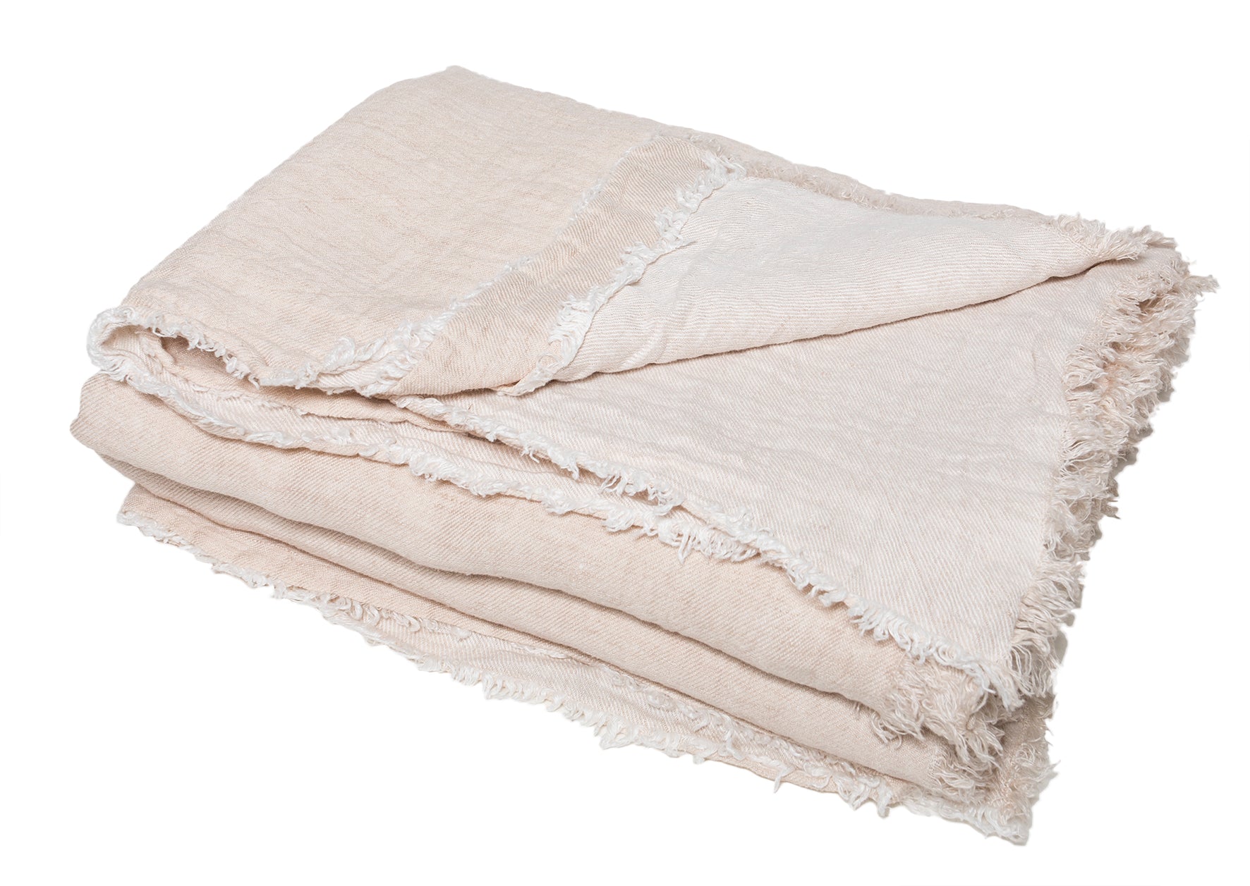 Fringed Plaids Crumpled Washed Linen 140x250 Maison de Vacances