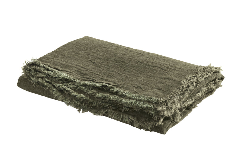 Fringed Plaids Washed Linen Crepon 160x250 Maison de Vacances