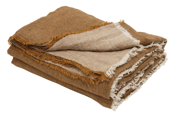 Fringed Plaids Crumpled Washed Linen 140x250 Maison de Vacances