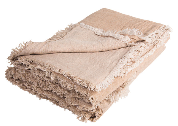 Fringed Plaids Crumpled Washed Linen 140x250 Maison de Vacances