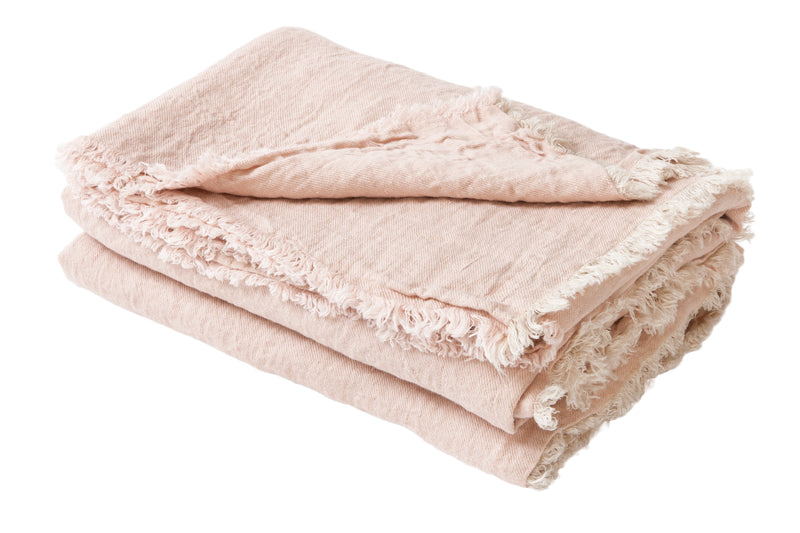 Fringed Plaids Crumpled Washed Linen 140x250 Maison de Vacances